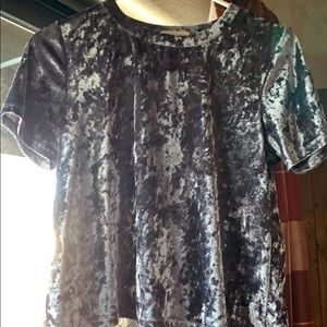 Velvet material blue shirt